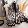 Large Floral Scarf Shawl Autumn and Winter Cashew Flower Faux Cashmere Scarf with Flower Tassel Decoration Women'S Autumn and Winter Warm Accessory