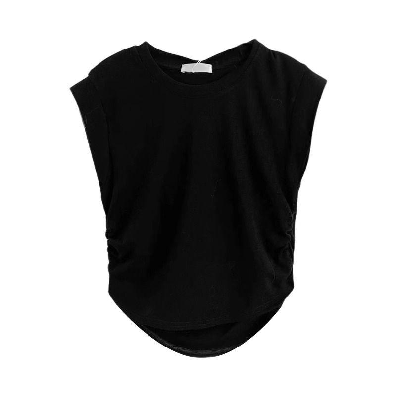 

Острая девчонка Летняя приталенная футболка с рукавами-крылышками и сборками Extra Large чёрный