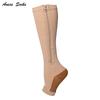Open-Toe Compression Socks: Women's Zippered Venous Calf Support for Sports