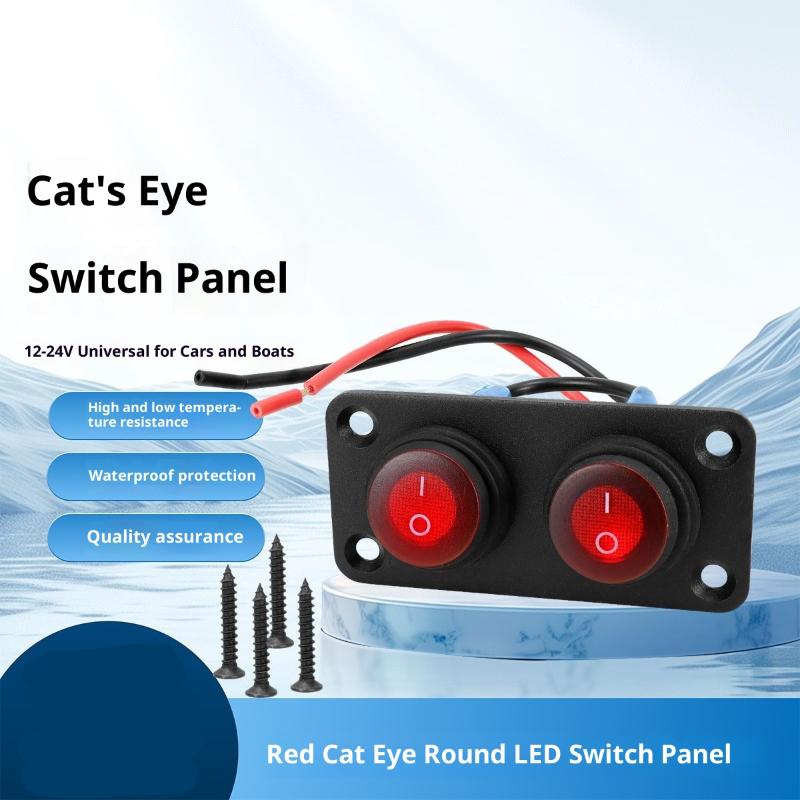 1-6 Gang Rocker Switch Panel 12V Waterproof On-Off Toggle Switches With Red LED Light For Automotive,Boat,Truck Vehicles