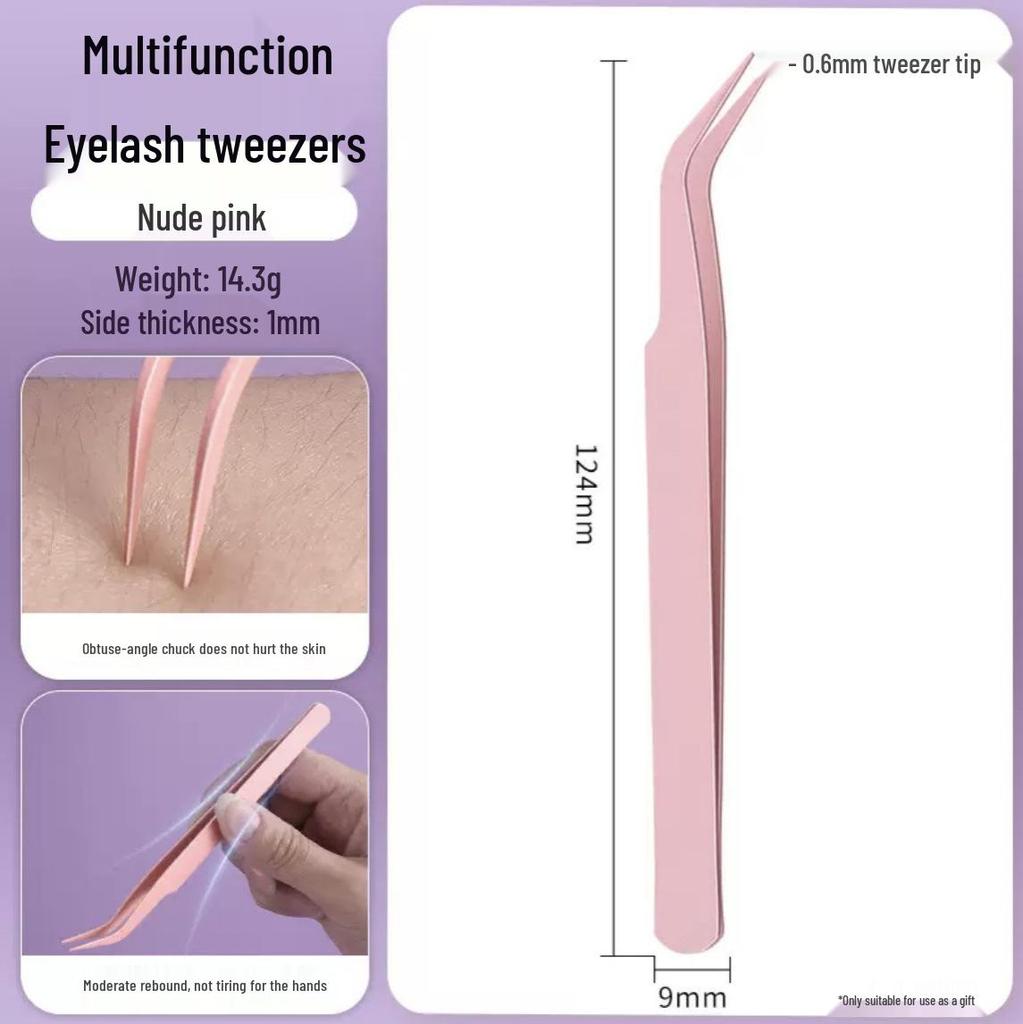 Golden Feather Colored Stainless Steel Precision Tweezers for False Eyelashes with Curved Tip