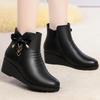 Autumn Winter Women’s Non-Slip Wedge Heel Ankle Boots - Warm Velvet Lined for Mature & Elderly