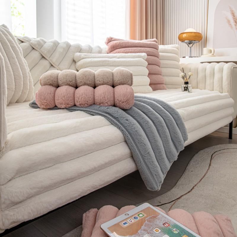 Hairy Internet Celebrity Tutu Velvet Sofa Cushion Winter Thickened Plush Seat Cushion Leather Sofa Cover  New Cover