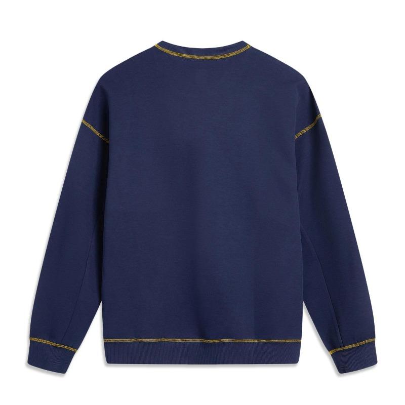 Li Ning Basketball Series Bad Five Comfortable Simple Letter Round Neck Loose Sweatshirt Men Sweatshirt AWDV323-4