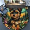 Yorkshire Terrier Round Area Rug,Carpet Rug for Living Room Bedroom Sofa Playroom Decor,Non-slip Floor Mat