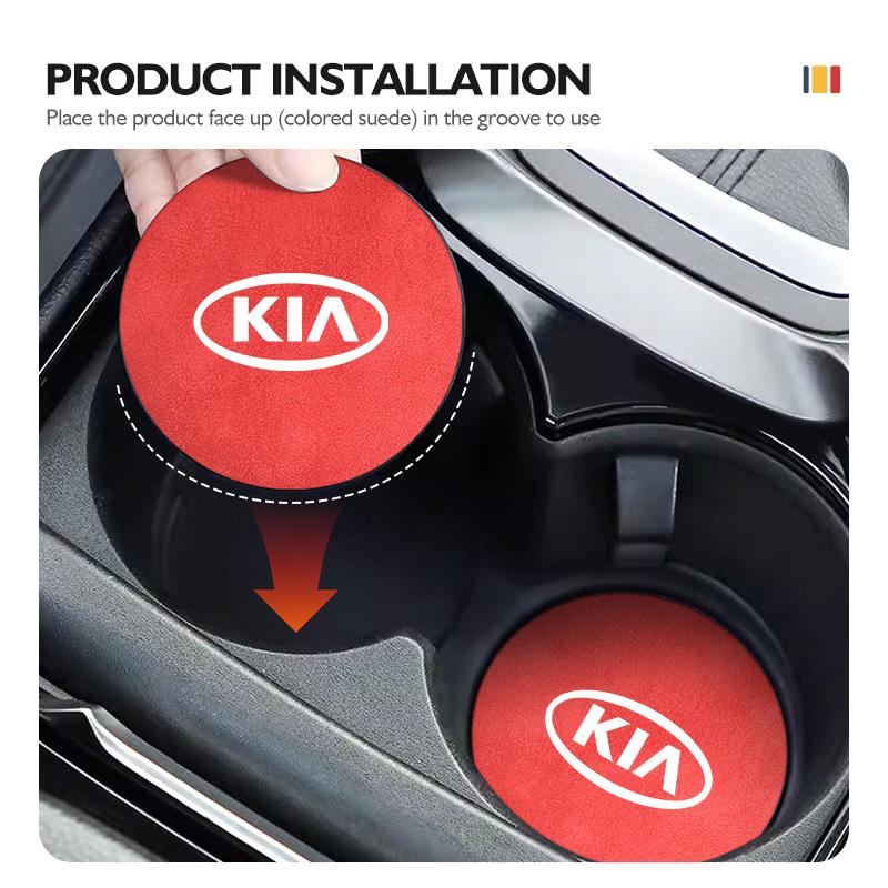 ASE5 2pcs Universal Car Coaster Non-Slip Mat Water Cup Anti-Slip Pad For KIA Stinger Optima Cerato Soul Venga Forte Spectra Sedona