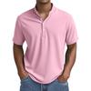 Men's Summer Solid Color Button Collar Short Sleeve Tops Men's Casual Loose Fashion Tops