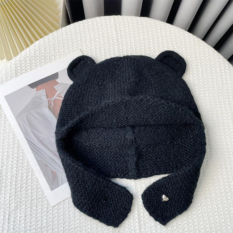 Knitted Woolen Hat for Women with Large Head Circumference Versatile and Face Friendly  Small Lei Feng Hat  Warm and Ear Protecting Hat Trendy
