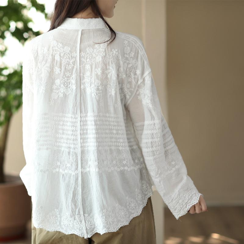 DIMANAF New Spring Shirt Women 2025  Lace Blouse Long Sleeve Basic Fashion Tops Tees Casual Loose White Tees