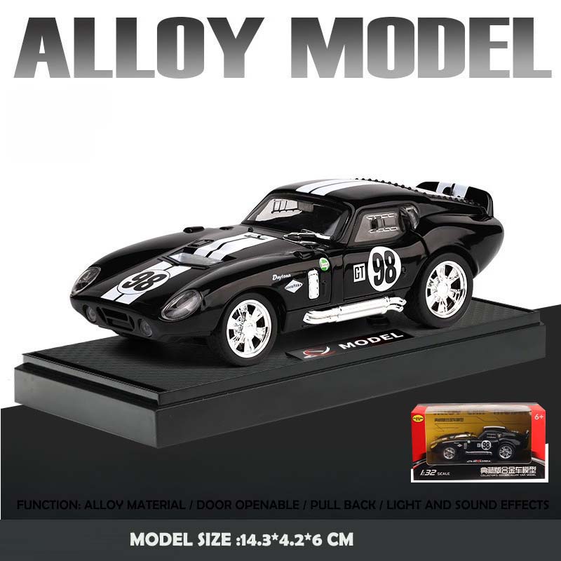 Simulation 1/32 Ford Shelby Cobra Sports Car Model Sound and Light Pull-Back Toy Vehicle Boy Ornament Collection Miniature Voiture