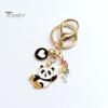 New Year Keychain Panda Heart Pendant Best Wishes Polished Lobster Clip Lightweight Shoulder Bag Schoolbag Decoration Pendant Keyring