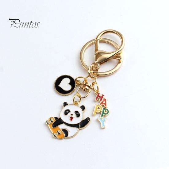 New Year Keychain Panda Heart Pendant Best Wishes Polished Lobster Clip Lightweight Shoulder Bag Schoolbag Decoration Pendant Keyring