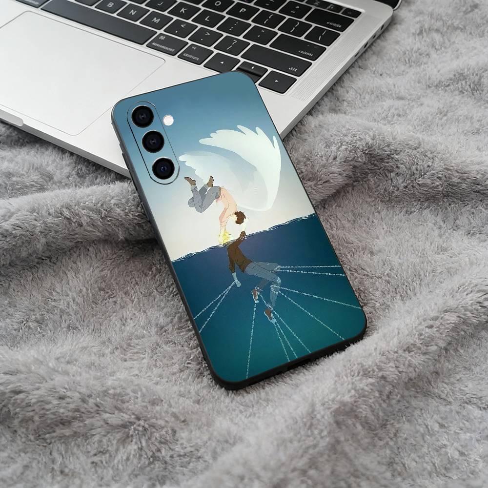 B-BANANA- FISH Black Soft Silicone Phone Case for Samsung Galaxy A73, A71, A72, A70, A53, A52, A51