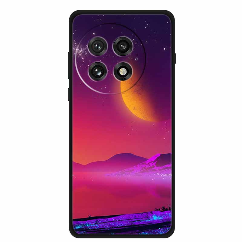 Funda For OnePlus13 5G Case OnePlus 13R Black Silicone Soft Flower Fashion TPU Back Cover For OnePlus13 13R Case Protective Capa