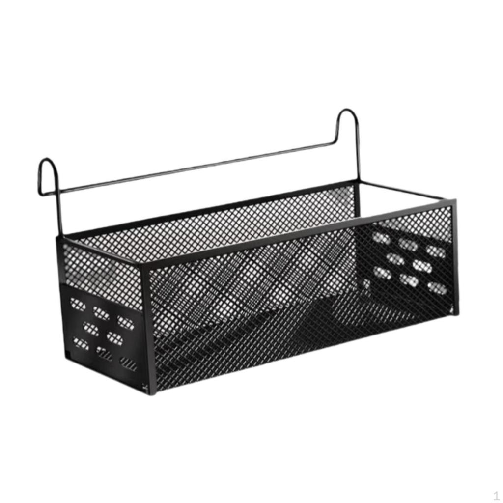 Bed Metal Storage Basket, Bunk Organizer Shelf, Mesh Shelf Bedside Hanging for