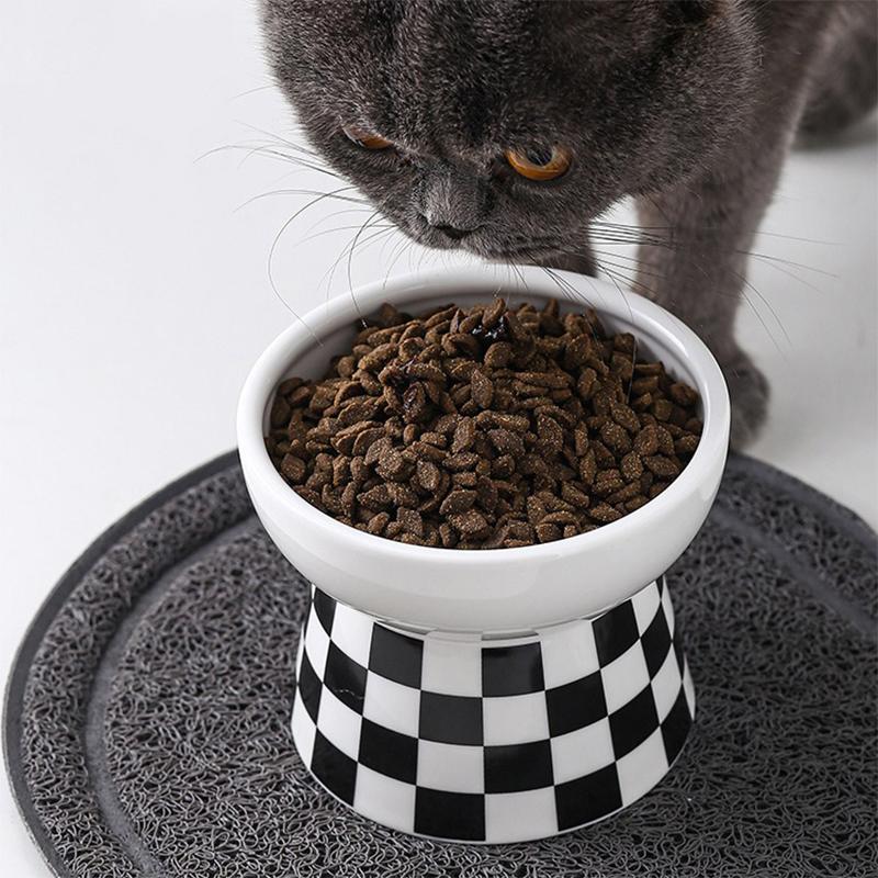 Ceramic High Foot Pet Bowl Cat Food Bowl Protects Cervical Vertebrae Pet Supplies