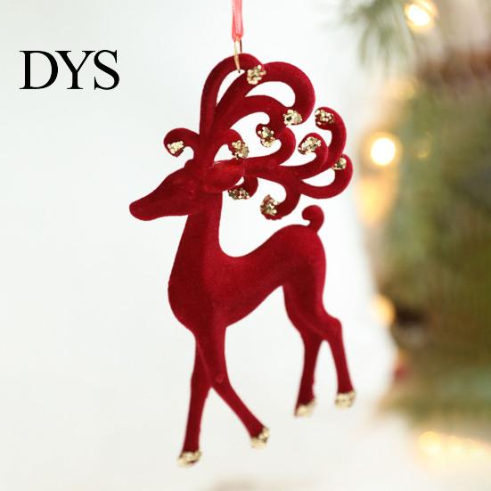 Bell Holiday Ornaments Christmas Red Flocking Wreath Snowfall Elk Noel Home Party Decor Pendant Snowy Winter for Tree Hanging Decorations
