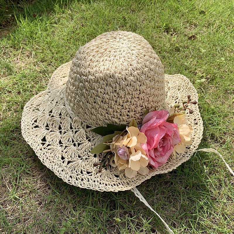 Women's Large Brim Foldable Breathable Straw Sun Hat for Summer Travel & Vacation