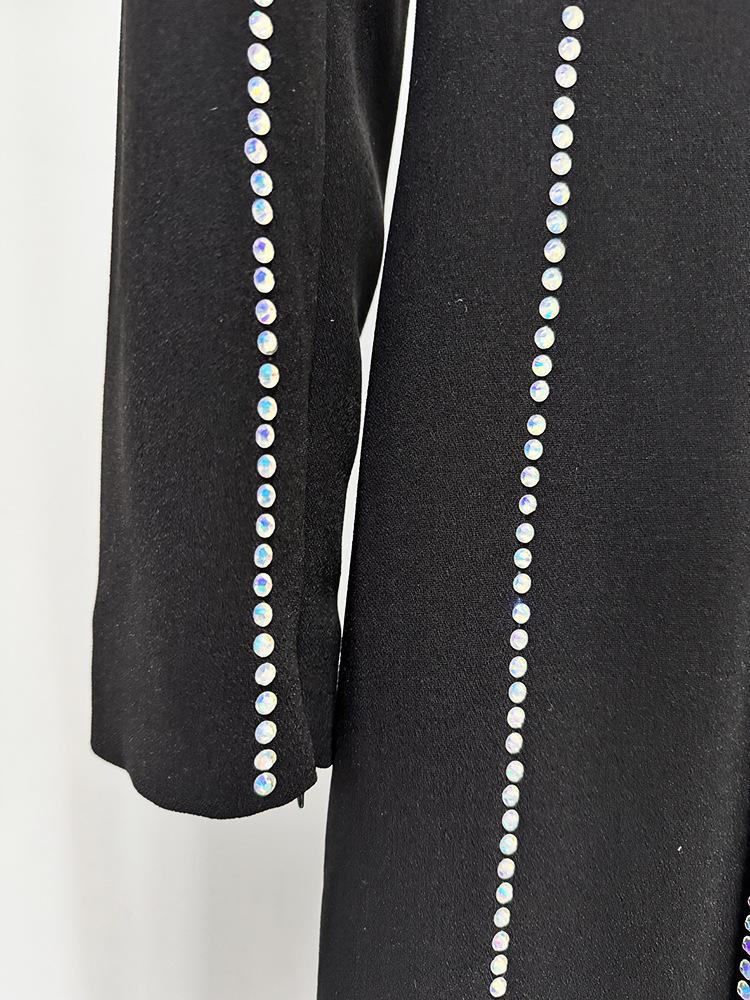 Elegant Rhinestone Long Sleeve Evening Gown