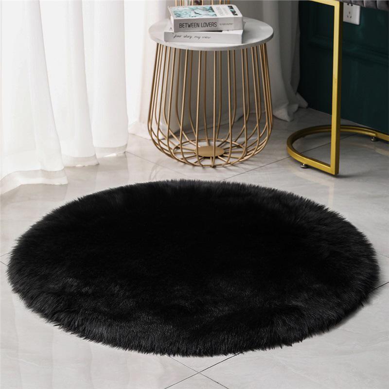 Modern Plush Round Faux Wool Floor Mat for Computer Chairs and Bedrooms
