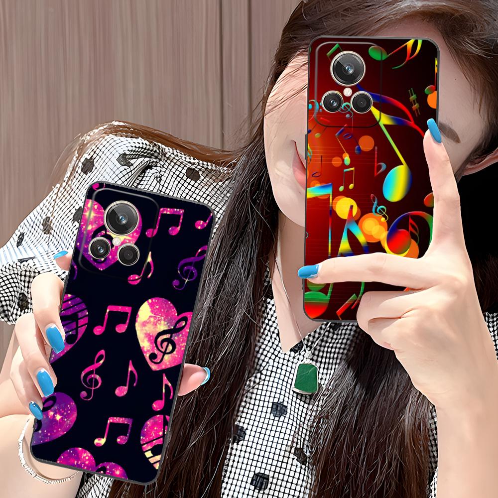 Musical Note Staff Mobile Phone Case for Realme 15 14 13 12 11 10 9 Pro Plus T I Lite 5G Colorful Printing Cover Cover Luxury