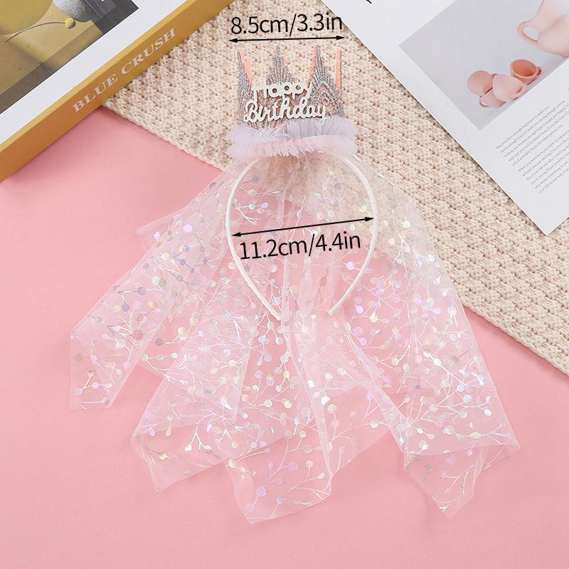 New Birthday Hat 1 2 3 Baby Shower Party Hats for Girls Crown Headband With Lace Children Happy Birthday Decoration Supplies