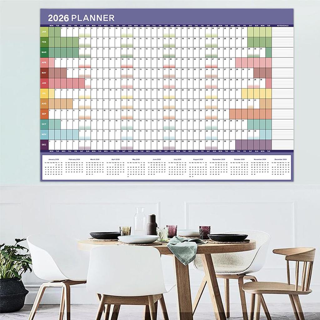 2026 2025 Wall Calendar Full Year Large Size Paper Cute Sticker Yearly Weekly Annual Planner Target List Home Office Supplies