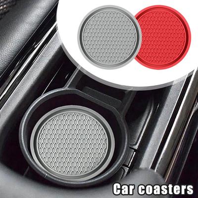 2pcs Non-slip Car Water Cup Pad Universal Insert Coasters Interior Cup Anti Slip Auto Holder Insert Accessories Pads B3o4