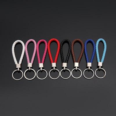 Unifarbener gewebter Leder-Schlüsselanhänger für Männer und Frauen - Metall-Schlüsselanhänger-Accessoire für Paare