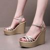 Fashion Fashion 12cm/10cm/8cm/6cm Wedge Heel Sandals Women Summer 2024 New High Heel Shoes Platform Fashion Open Toe Sandals