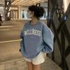 Frauen Langarm O Hals lose Pullover weibliche Tops einfarbig Sweatshirts