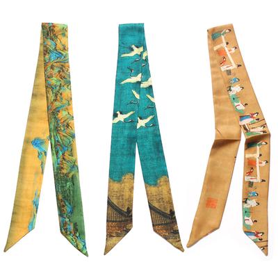 Vento Cinese Immagine Ruihe, Sciarpa di Seta Manico Borsa Avvolto, Sciarpa Decorativa in Twill a Nastro Piccolo, Sciarpa da Donna a Striscia