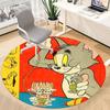 1 ks kulatý koberec Tom a Jerry do kanceláře, pod kancelářské židle, do ložnice, obývacího pokoje, domácí dekorace, dekorace místnosti, k dispozici v různých velikostech