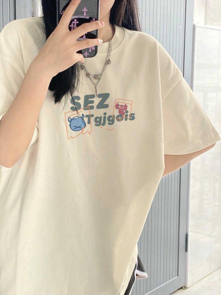 Unisex Plus Size Cotton Loose T-Shirt, Short Sleeve, Oversized, Trendy Brand, Couples Top