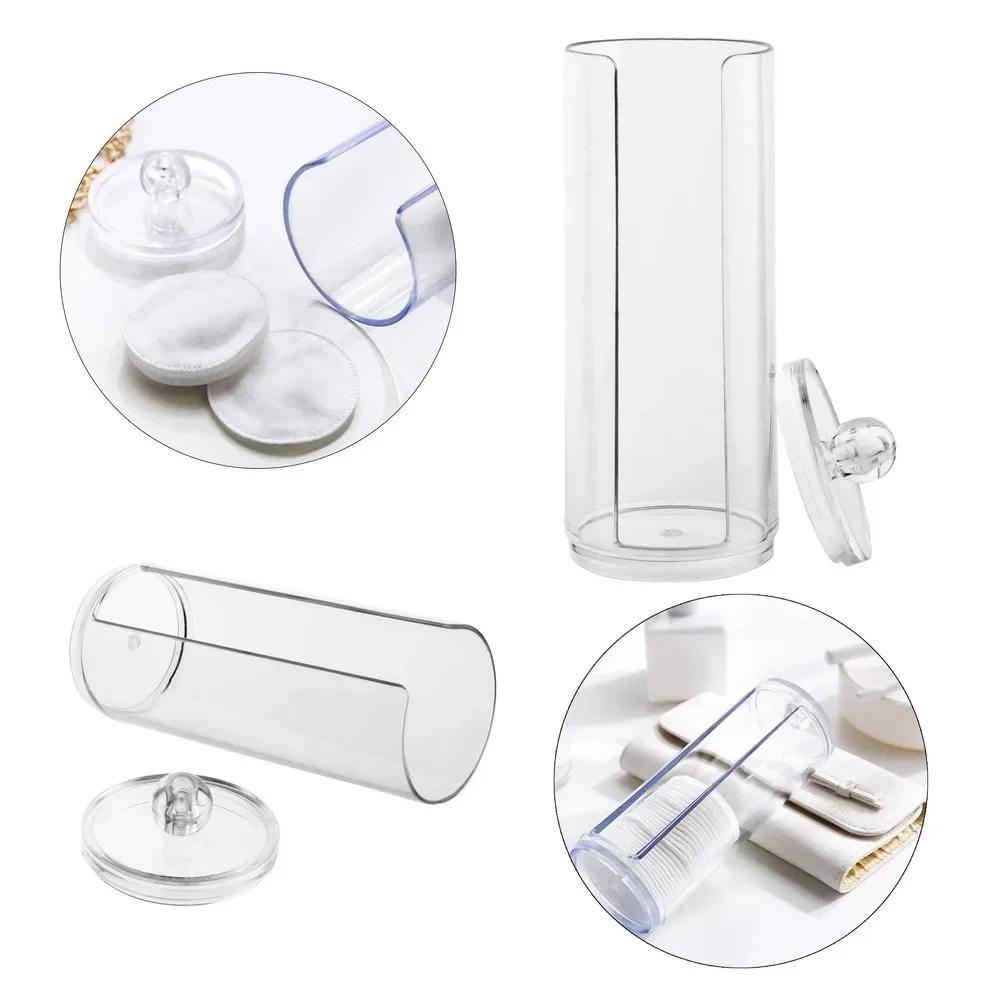 Acrylic Makeup Organizer Cotton Swabs Containerwith Bamboo Lid Cosmetic Transparent Box Cotton Pad Organizer Jewelry Storage Box