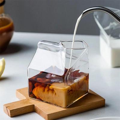 1Pc Half Pint Milk Carton Style Creative Mini Creamer Jug Glass Mug Cow Udder Cup Wholesale