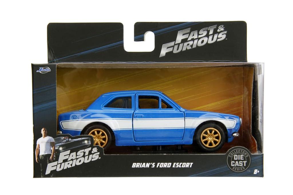 Jada Toys Fast Furious Series Brian Ford Escort Blue Finished Figure & 1/32 F&F