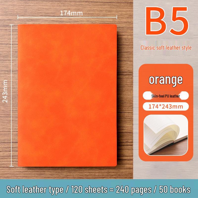 A5 Soft Leather Suede Notebook with Custom Logo - Simple B5 Business Meeting Journal, Large Thick Diary