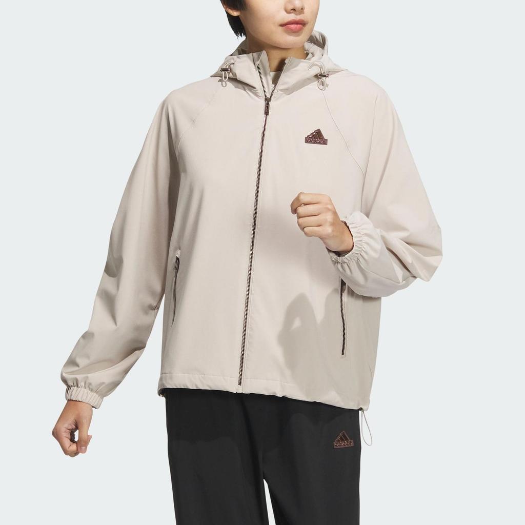 adidas Tech Woven Jacket With Brand Logo Women Jackets Light-Brown JJ1128
