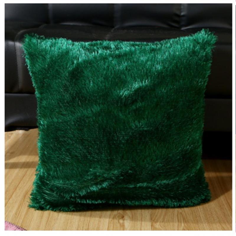 Мягкий мех, пушистая диванная подушка, плюшевая роскошная наволочка, семейное украшение One Size темно-зеленого