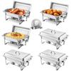 Chafing Dish Buffet Set, 8 Qt 6 Pack, Stainless Steel Chafer with 6 Full Size Pans