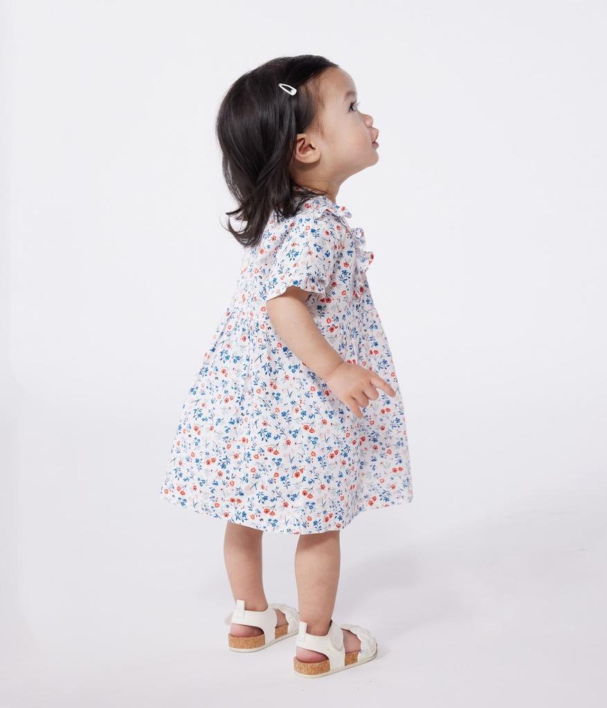 Dress A0CLI 36 Months 95cm [Petit Bateau] Short-sleeved Off-white/Multicolor