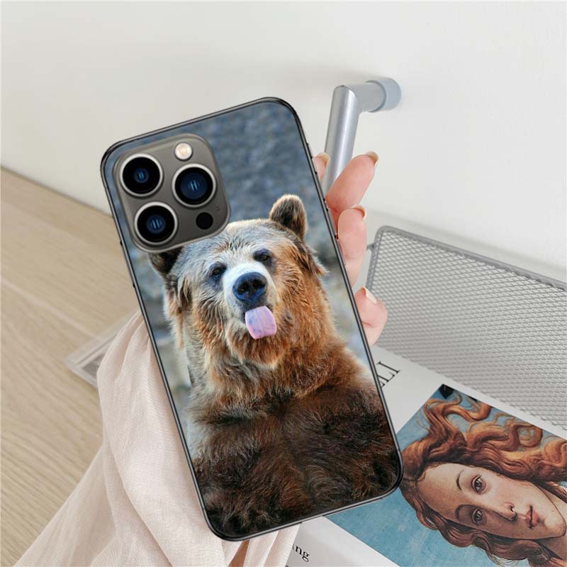 Kodiak Bear Phone Case For Iphone 17 Air 16 15 Pro Max 14 Plus 16E Coque 13 Pro 12 Mini 11 Clear Cover Silicone Cute Shell Soft