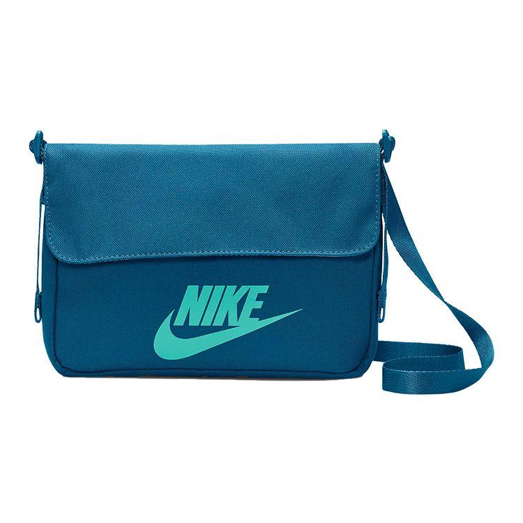 Nike Sports Casual Large Logo Print Magnetic Buckle Zipper Closure Polyester Shoulder Crossbody Bag Unisex bags Dock-Blue CW9300-404 Dock Blue