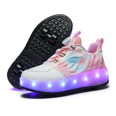 Runaway Shoes Boys Four-wheel Pulley Shoes USB Charging Luminous Shoes Skates Invisible Variant Burst Shoes Women