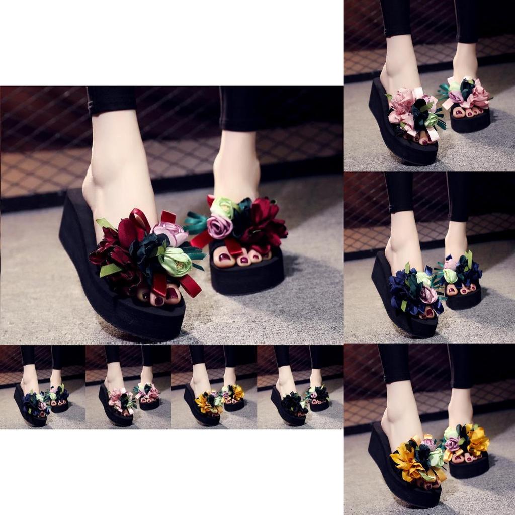 Elegante Damen Bohemian Stil Applikationen Blumen Knospen Hausschuhe Für Strand Spaß