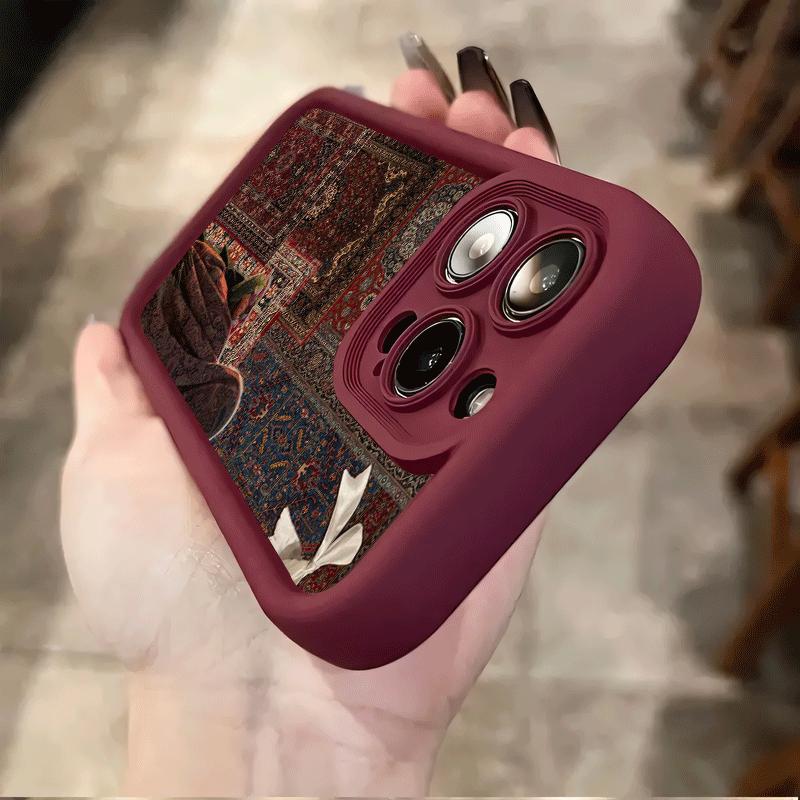 Retro carpet pattern phone case suitable for iPhone 17 16 15 14 13 12 11 Pro/Max/Plus anti drop and shockproof back cover