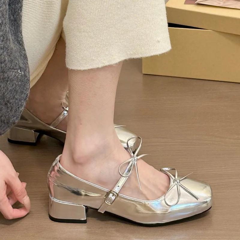 Fashion Women's Shoes 2025 Brand Buckle Strap Women's High Heels Fashion Butterfly-knot New Solid Square Toe Best Seller Mary Jane Shoes