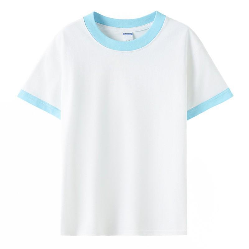 Children's Summer Color Block Short Sleeve T-shirt - Unisex Casual Fashion for Kindergarten Activities