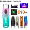 Super Bright Mini Keychain Flashlight 11 Modes High Power Portable Pocket Flashlight USB-C Rechargeable Multifunctional